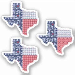 Sticker Jeu de 3 All Love In Texas State Flag
