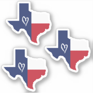 Sticker Jeu de 3 Amours au Texas State Flag