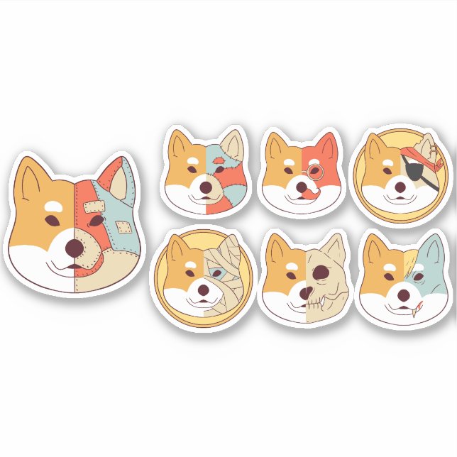 STICKER JEU DE CARACTÈRES DE CHIEN CORGI (Devant)