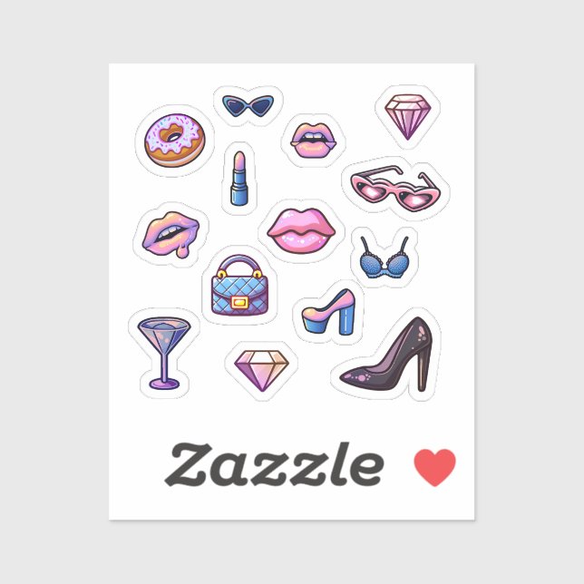 Sticker Jeu de filles glamour Y2K (Feuille)