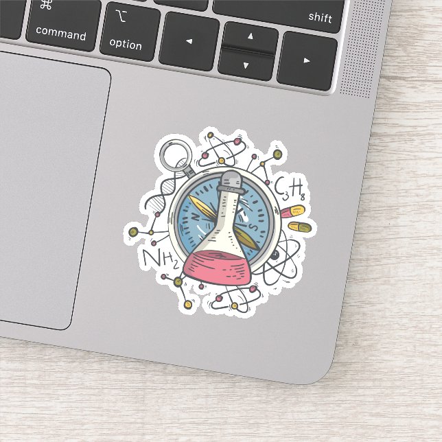 Sticker Jeu de mots drôle sur la chimie scientifique (Détail)