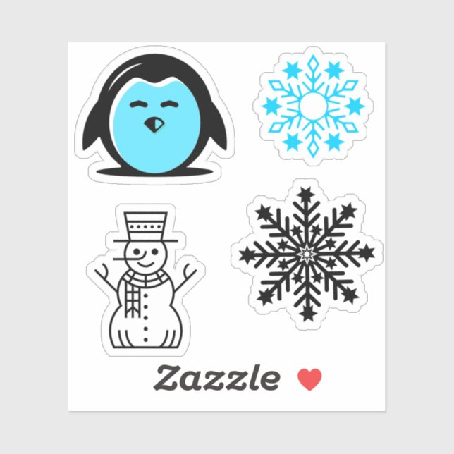 Sticker Jeu de Noël Pingouin Bleu Snowman (Feuille)