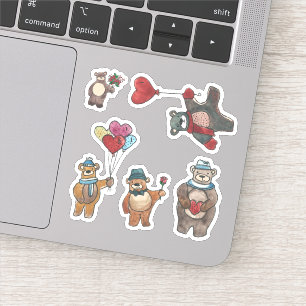 Sticker Jeu de Nounours de doodle de Saint Valentin