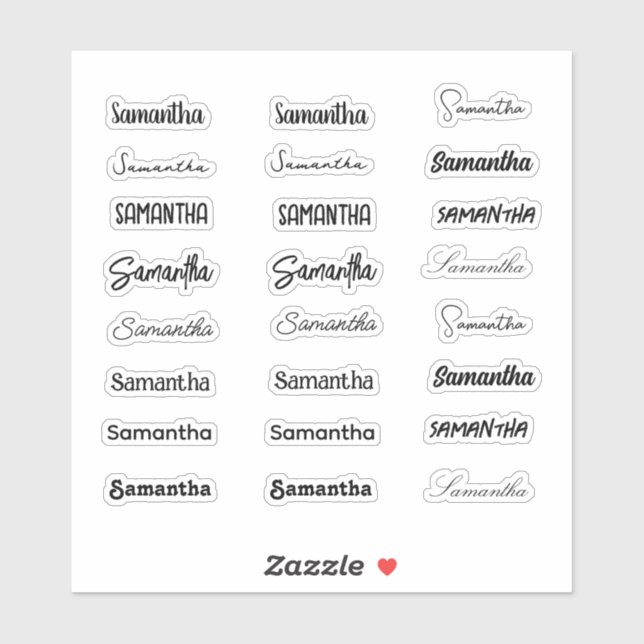 Sticker Jeu de prénom stylish Girly tendance de 24 polices (Feuille)