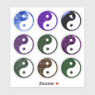 Sticker Jeu de symboles Yin Yang bleu violet texturé Jeu d