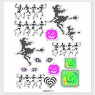 Sticker jeu d'halloween citrouille noir/blanc