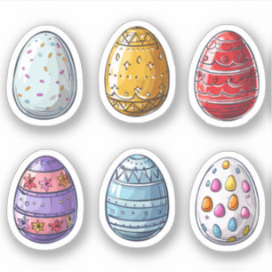 Sticker Jeu d'oeufs de Pâques à motifs colorés