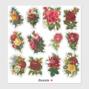Sticker Jeu floral vintage Rose d'antiquité élégant 2