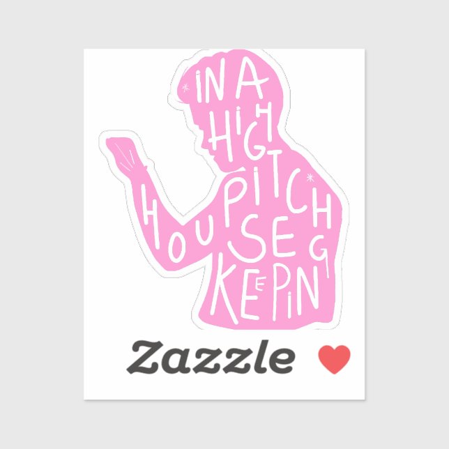Sticker JJ's silhouette ménagère citation en rose pastel (Feuille)