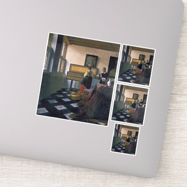 Sticker Johannes Vermeer, van Delft, La leçon de musique (Détail)