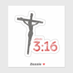 Sticker John 3:16 Écriture et crucifix