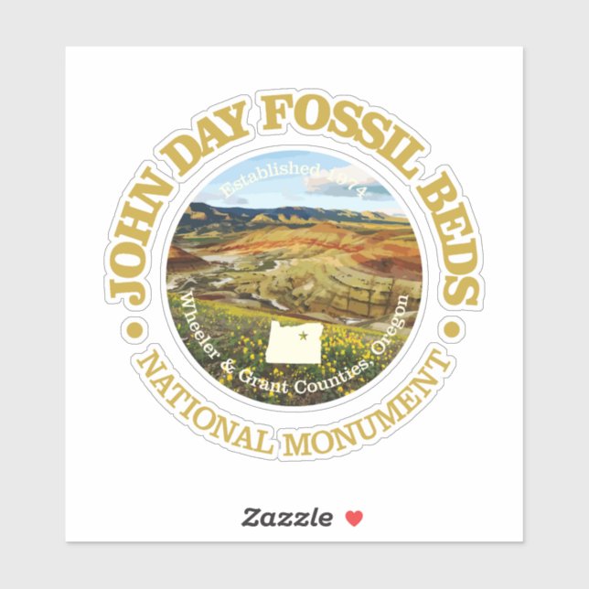 Sticker John Day Fossil Beds (NM) (Feuille)