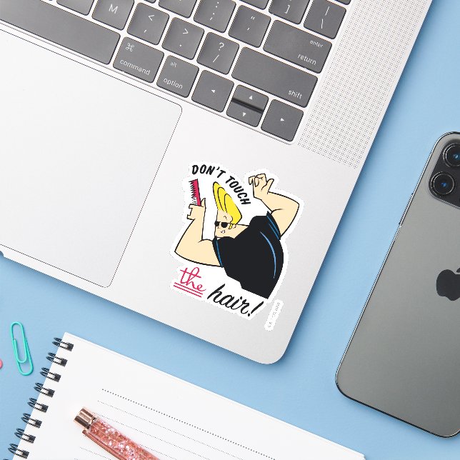 Sticker Johnny Bravo Comb - Ne touchez pas les cheveux! (Ordinateur portable avec iPhone)