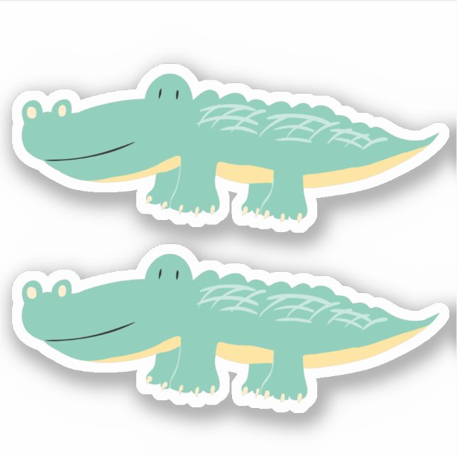 Sticker Joli Aligator Vert Enfants Garçon Animaux amusants (Devant)