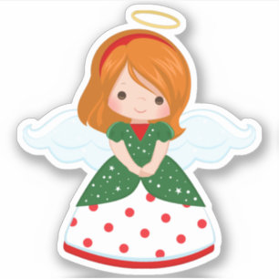 Sticker Joli ange de Noël aux cheveux roux