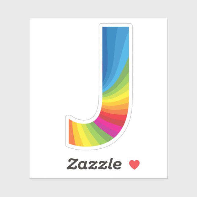Sticker Joli arc-en-ciel coloré Alphabet J (Feuille)