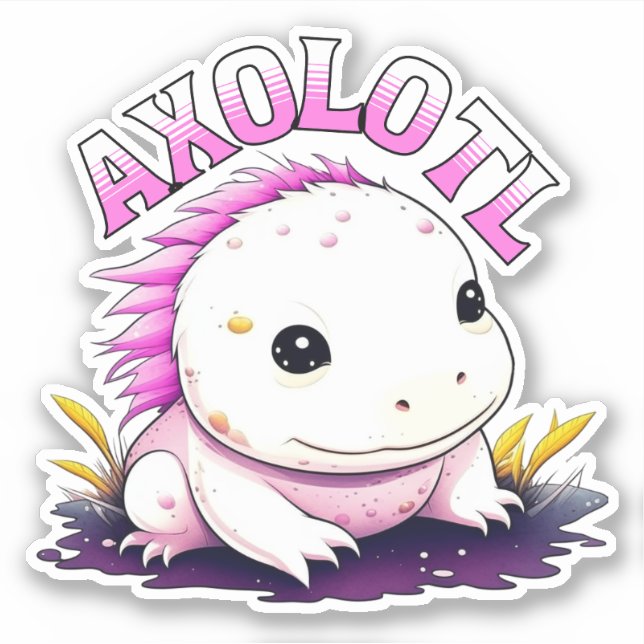 Sticker Joli Axolotl Kawaii  (Devant)