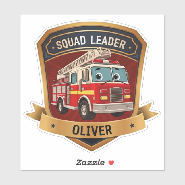Sticker Joli Badge de Pompiers Personnalisé (Feuille)