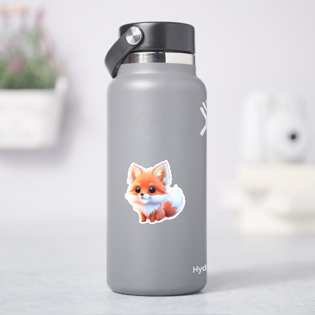 Sticker Joli bébé renard Forêt bois amis (HydroFlask)
