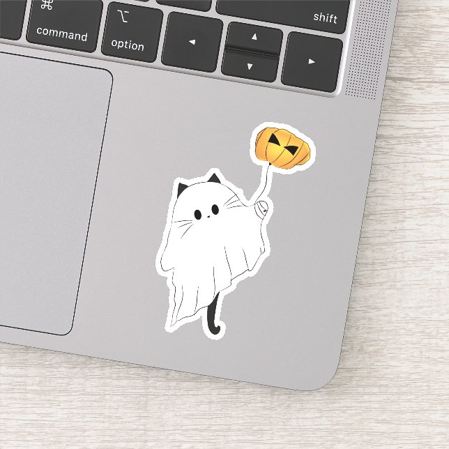 Sticker Joli Boo d'Halloween avec un ballon Citrouille (Détail)