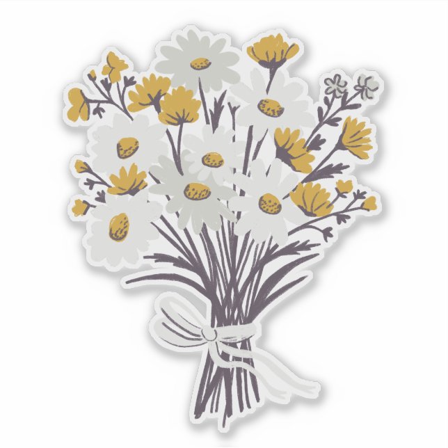 Sticker Joli Bouquet Daisy Fleur sauvage Floral (Devant)