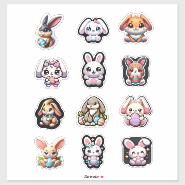 Sticker Joli Bunny de Pâques Kawaii (Feuille)
