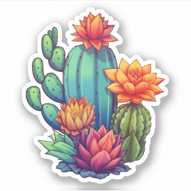 Sticker Joli cactus en fleurs (Devant)