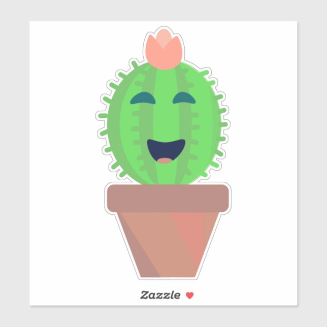 Sticker Joli cactus mignon dessin animé Art (Feuille)