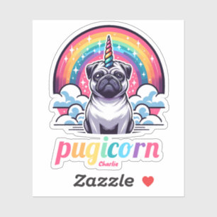 Sticker Joli cadeau Amoureux des animaux de Pugicorn color