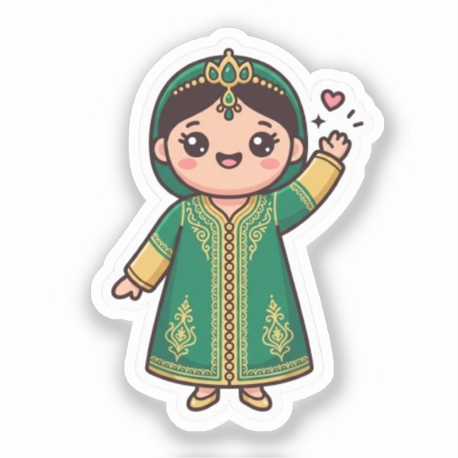 Sticker Joli Caftan Marocain Kawaii Robe Traditionnelle Ve (Recto)