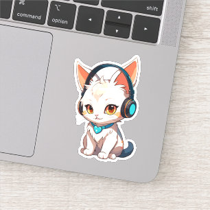 Sticker Joli chat élégant avec casque