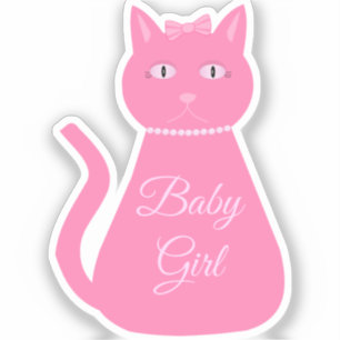 Sticker Joli chat fille rose sur mesure