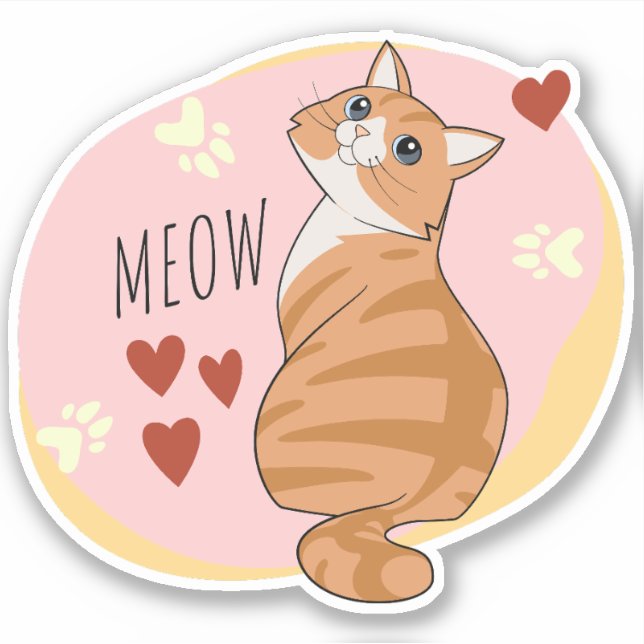 Sticker Joli chat orange (Devant)