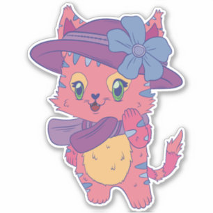 Sticker Joli Chat Rose
