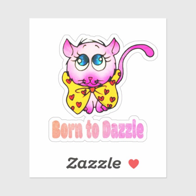 Sticker Joli Chat Rose - Né pour Éblouir l'Art (Feuille)