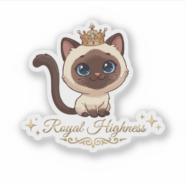 Sticker Joli chat siamois royal (Devant)