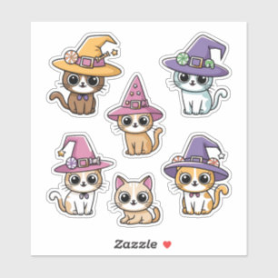 Sticker Joli chats d'Halloween en feuille d'autocollant Ca