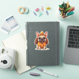 Sticker Joli chien Frenchie Thanksgiving Enfants Adolescen