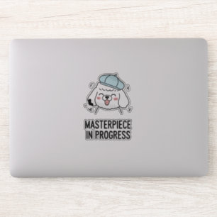 Sticker Joli chiot caniche Joues roses Bleu Transparent