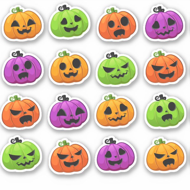 Sticker Joli citrouille d'halloween coloré (Devant)