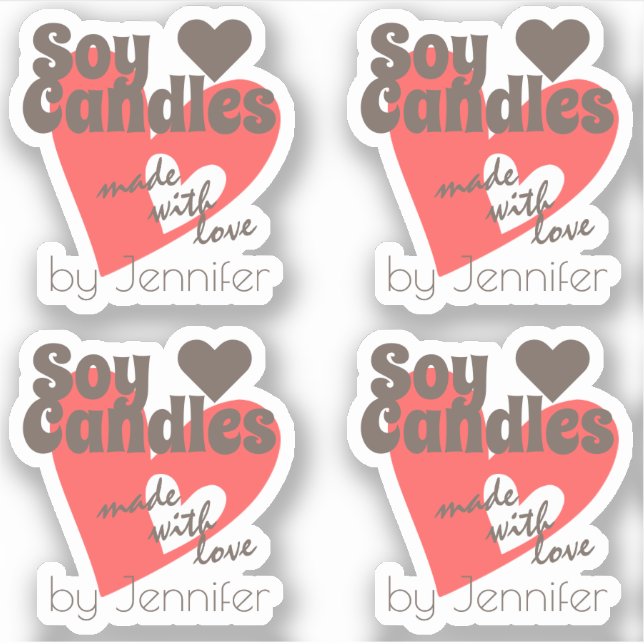 Sticker Joli Coeur Rouge Brown fait avec des bougies de so (Devant)