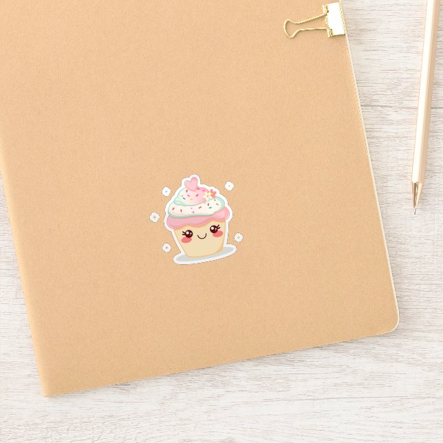 Sticker Joli Cupcake Souriant (Carnet)