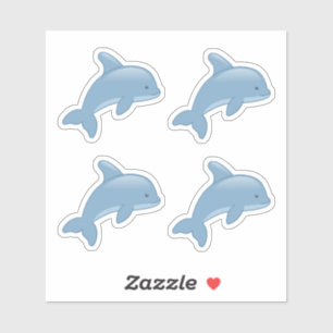 Sticker Joli dauphin de saut en caricature, Ensemble de 4