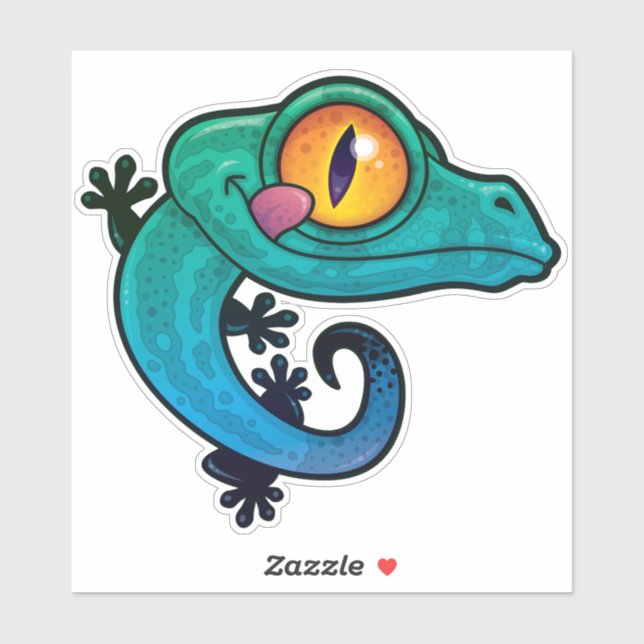 Sticker Joli dessin coloré Gecko (Feuille)