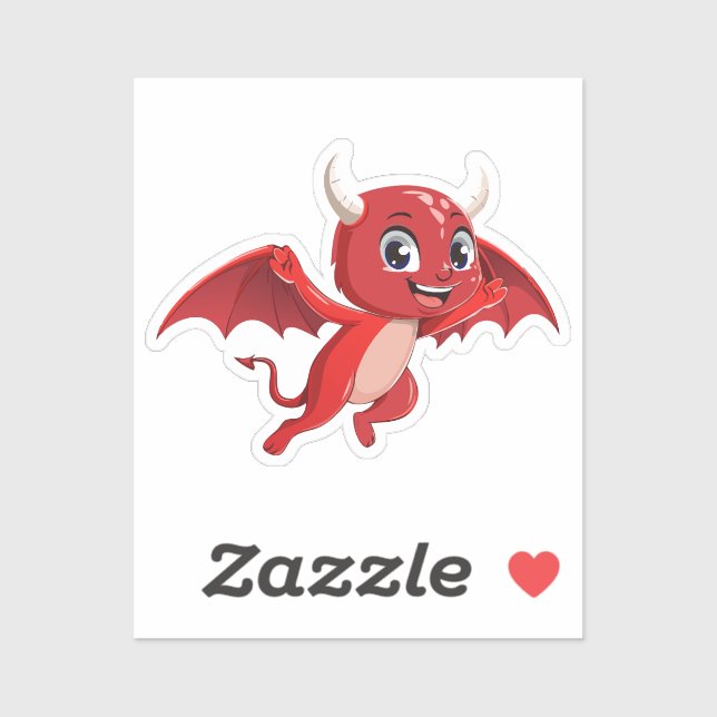 Sticker Joli diable volant de dessin animé (Feuille)