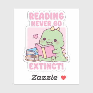 Sticker Joli dinosaure avec des livres en lecture Ne s'éte