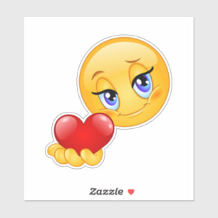 Sticker joli doux emoji amour coeurs baiser classique rond
