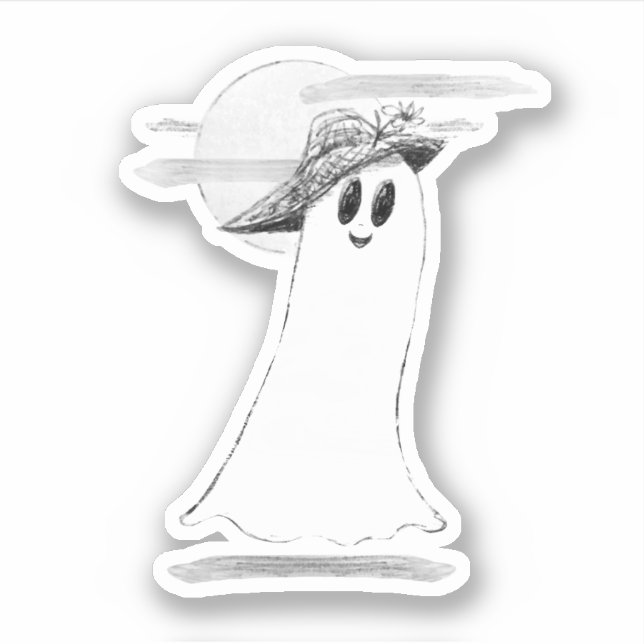 Sticker Joli Fantôme Avec Halloween Bonnet (Devant)