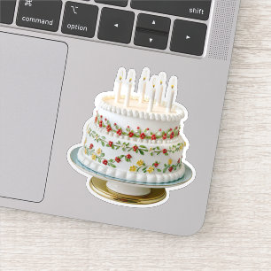 Sticker Joli Glacé Décoratif Gâteau D'Anniversaire Avec Bo
