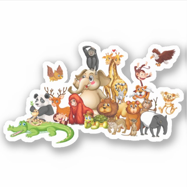 Sticker Joli groupe d'animaux (Devant)